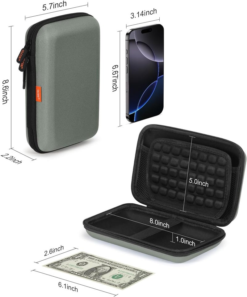 GLCON Gray-Green Hard Shell Carrying Case for External Hard Drive, Hard Disk, Power Bank, Charger, Cable, Cell Phone, Electronic Accessories - Larger Capacity Storage Pouch Shockproof Travel Case Bag - Image 3